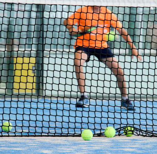 Group training session on padel court